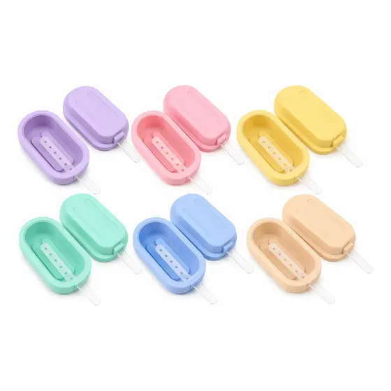 Molde Silicona Para Helado Paleta Con Tapa X6 Un Colores