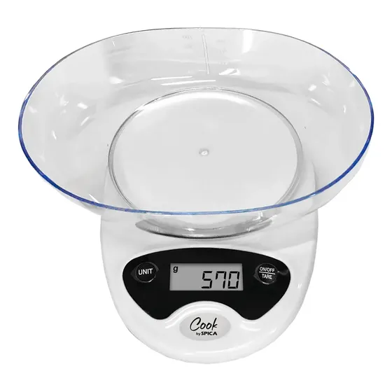 Balanza Digital De Cocina 1gr A 5kg COOK BY SPICA BALW-140 Bandeja Acrilica Color Blanco