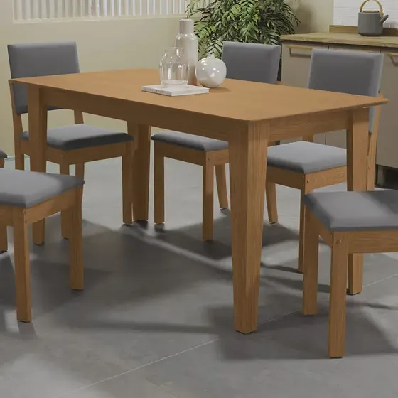 Juego Comedor Kappesberg 1.6m Con 6 Sillas Luna Canela/gris