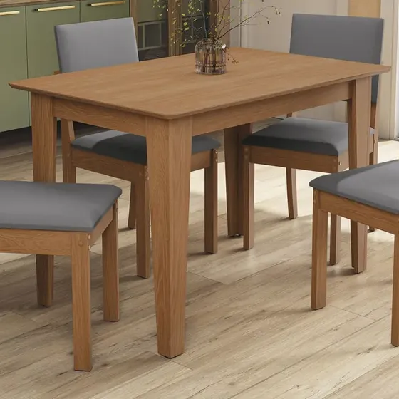 Juego Comedor Kappesberg 1.2m Con 4 Sillas Luna Canela/gris