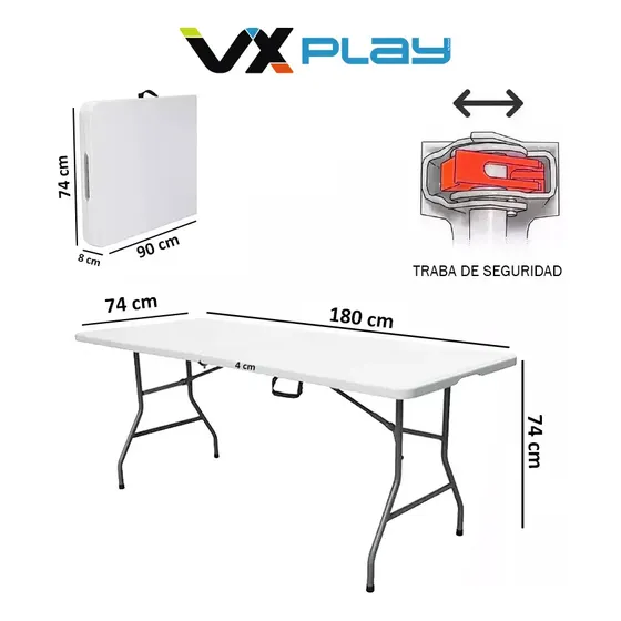 Mesa Plegable 180cm Tipo Valija Catering Reforzada
