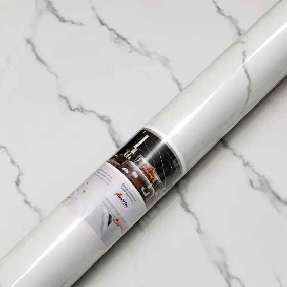 Rollo Autoadhesivo Revestimiento Pared Simil Marmol 2mm Placa 1.2x3m 3.6m2 Color Carrara Marca Holzboden