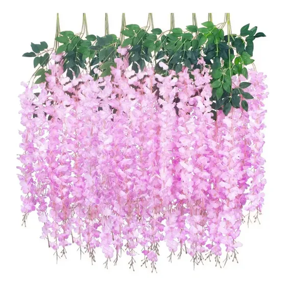 Enredadera Flores Glicina Artificial Pack X 12 Unid - Sheshu Color Lila