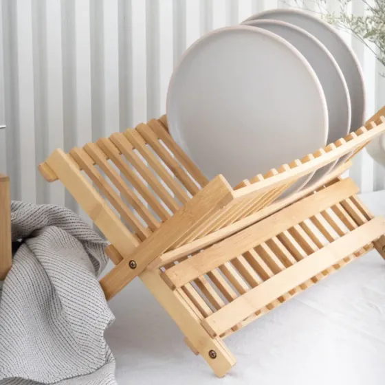 Secaplatos De Madera Natural Escurridor 43x34cm | Ganga Home