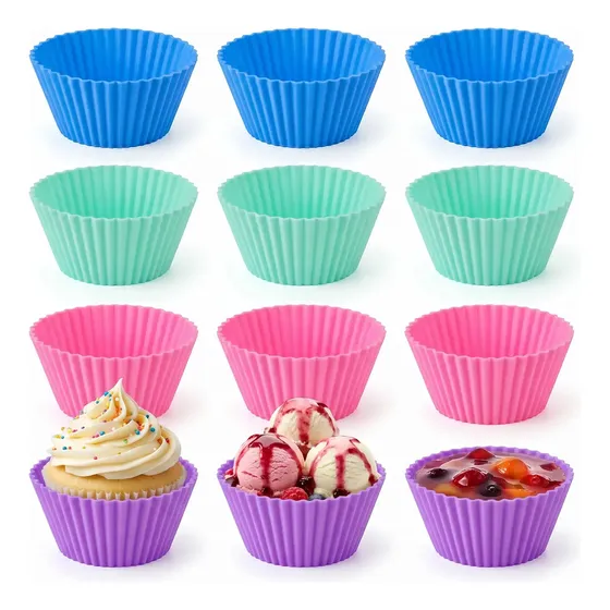 Moldes Muffins Magdalenas Cupcakes Silicona Gomaantiadhe X12 Colores Mezclados