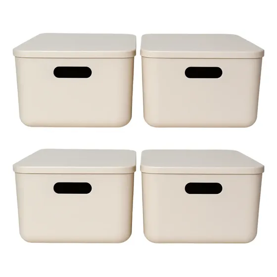 Set X4 Caja Organizadora Con Tapa 26x18x16 Cm Canasto Alto