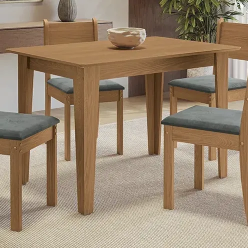 Juego Comedor Kappesberg 1.2m Con 4 Sillas Cora Canela/gris