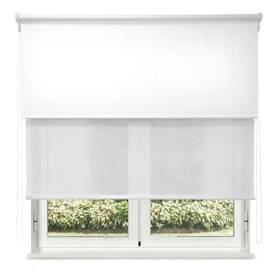 Cortina Roller Doble Blackout Y Sunscreen Premium 150x220cm Blanco