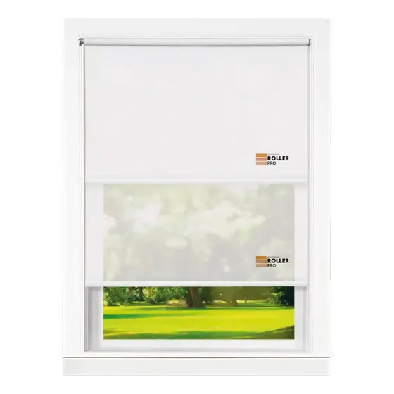 Cortina Roller Doble Blackout + Sunscreen 6% Blanco 150x160 cm Roller Pro | Fácil instalación | Tela PVC resistente | Aislante térmico y acústico | Soportes metálicos | 150 Ancho x 160 Alto