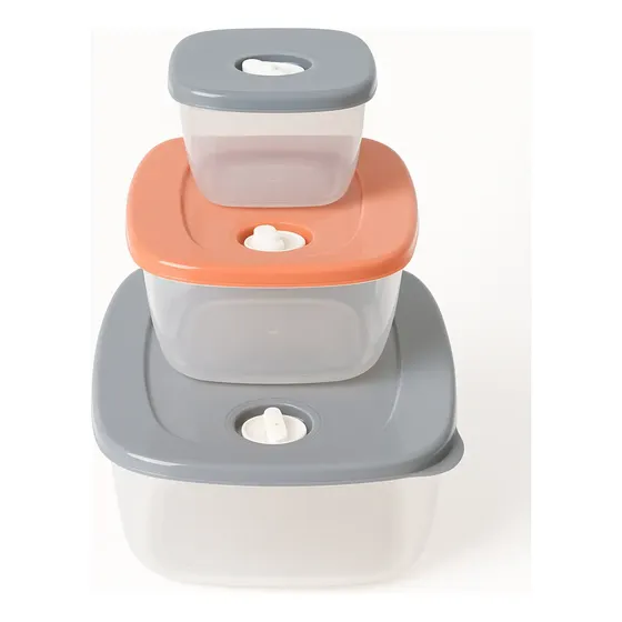 Set X3 Tuppers Herméticos Rectangulares Tapas Color Surtido