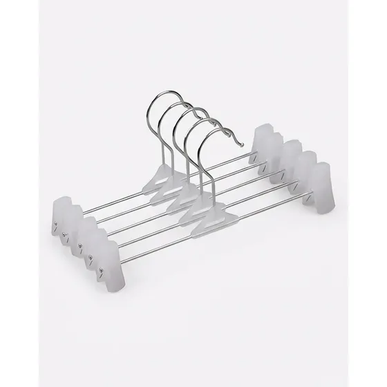 Pack X10 Percha De Metal Con Broches De Plastico Blanco 28cm