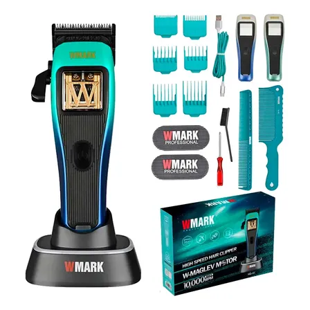 Maquina Cortar Pelo Clipper Cortadora Wmark Profesional Inalambrica Recargable Incluye Accesorios Y Carcasa Intercambiable 10000 RPM Motor Vectorial
