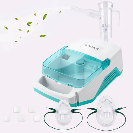Nebulizador Gadnic Compresor Portatil A Pistón 80W 220V Con Mascaras Adultos Niños Filtros