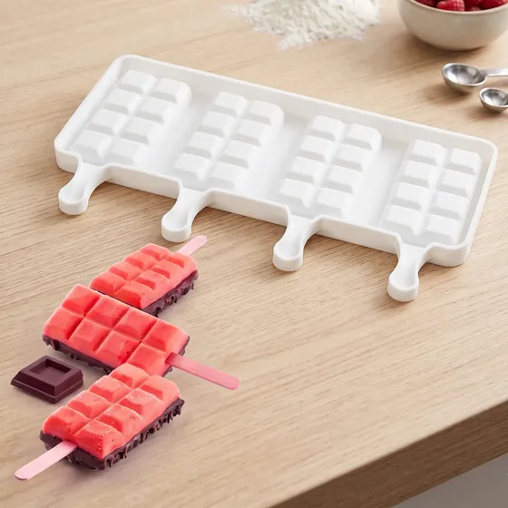 Molde Silicona Para Helado Paleta Kit X4 Unidades Palitos