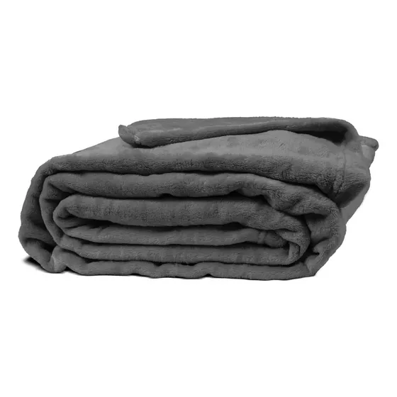 Frazada Flannel 2 Plazas Y Media Extrasuave Gruesa Liso 2.3 G Gris