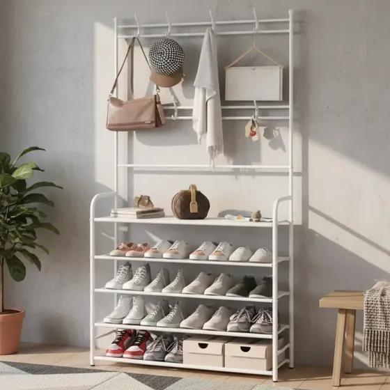 Organizador Zapatos Perchero Botinero Recibidor Blanco