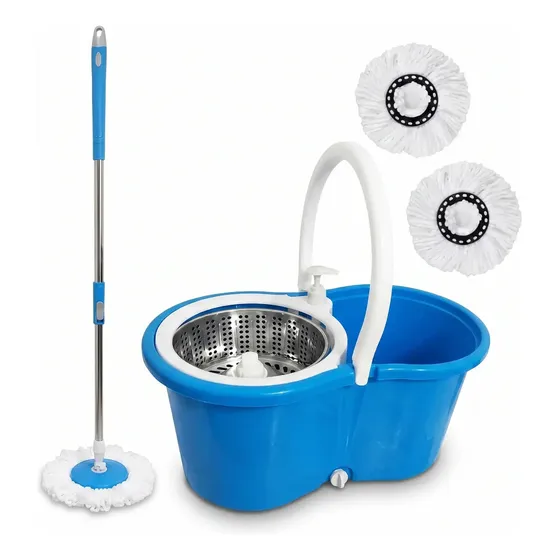 Mopa centrifuga trapeador giratoria Lampazo MTI M807 con balde grande color azul