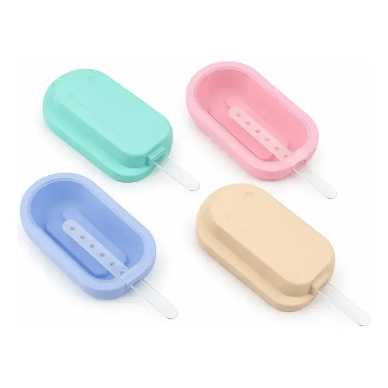 Molde Silicona Para Helado Paleta Con Tapa X4 Un Colores