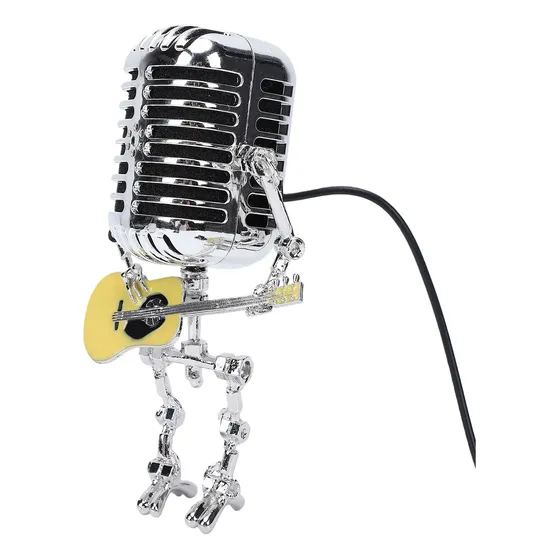 Micrófono Vintage, Guitarra, Amarillo, Escritorio, Robot Ali