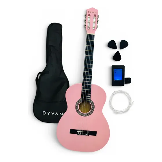 Guitarra Clásica Criolla Diestro 38 Pulgadas Adulto Color Rosa Dyvan