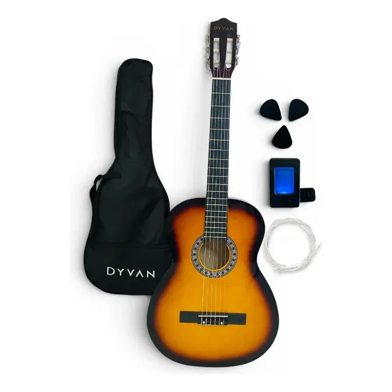 Guitarra Clásica Criolla Para Diestro Con Accesorios Color Caoba Dyvan