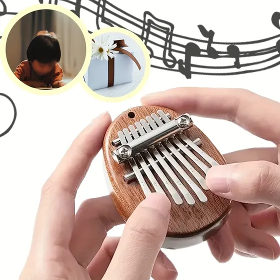 Kalimba Mini De Madera 8 Teclas Piano De Pulgar Marrón