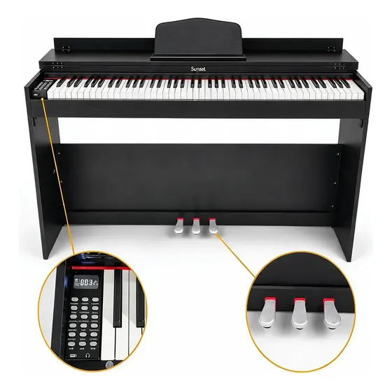 Piano Digital 88 Teclas Con Mueble Sunset Music Sp700