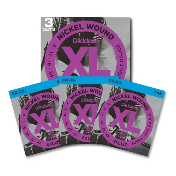 Encordados Guitarra Eléctrica Daddario Xl Exl120-3d Pack 3 Calibres 09-42