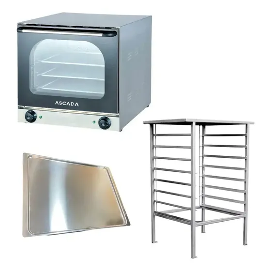 Horno Convector Ascada + 4 Bandejas + Base Y Pinza De Regalo 60l