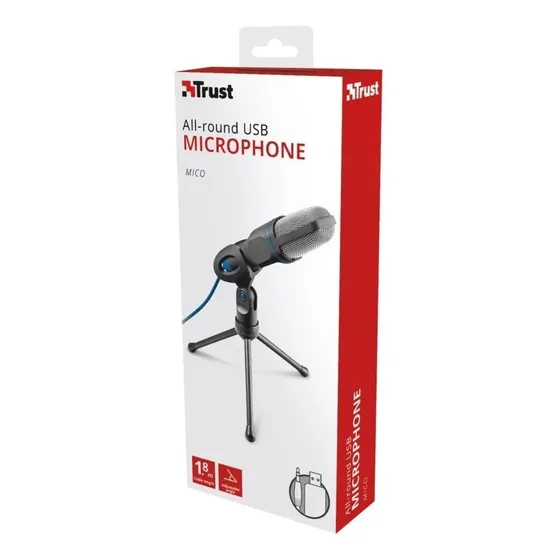 Microfono Trust Mico Con Tripode Plug 3,5mm Usb Color Negro