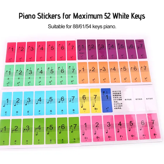 Pegatinas De Piano De 61 Teclas Para Principiantes Para 88/