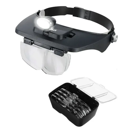 Lupa Vincha Binocular Visera 4 Lentes Spica Tools LPCA-00 Linterna Luz Led Color Negro