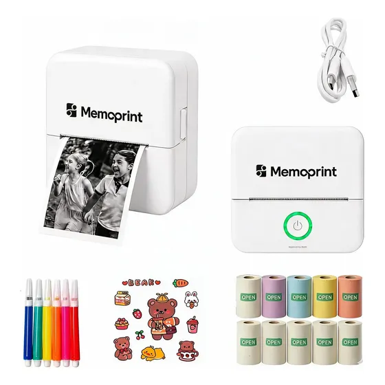 Mini Impresora Térmica Para Niños + Rollos, Fibras Y Sticker