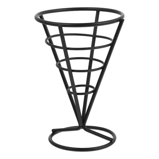 Cono Canasto Cónico Para Servir Papas Fritas Gastronomía Metal Color Negro
