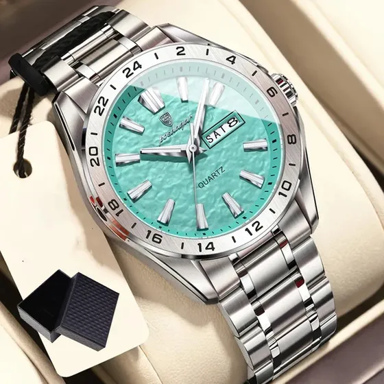 Reloj Poedagar Cuarzo Día Fecha Hombre Metálico