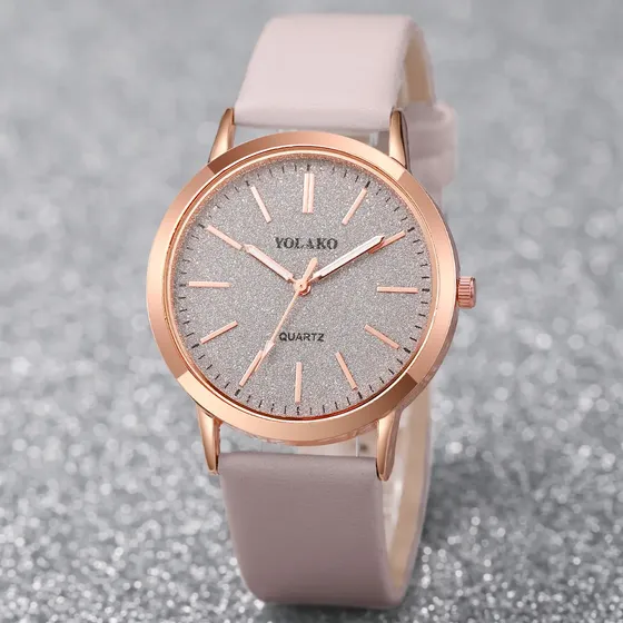 Relojes De Pulsera Casuales Para Mujer, Correa De Cuero Correa Gris