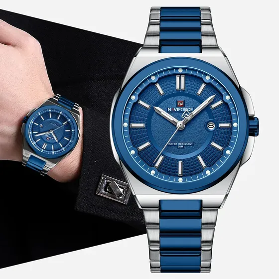 Naviforce Lmpermeable Casual Moda Empresarial Reloj Hombre