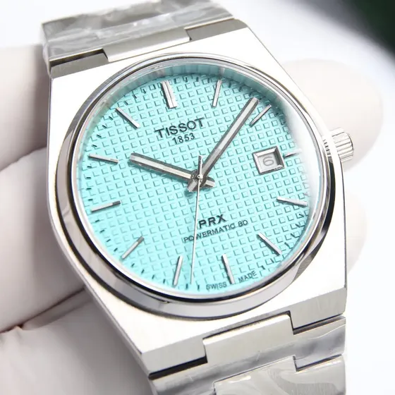 Reloj Automático Tissot Prx Ice Blue Steel Plateado