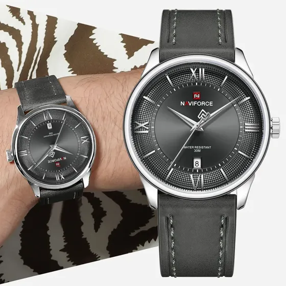 Naviforce Clásico Empresarial Sencillo Cuero Reloj Hombre