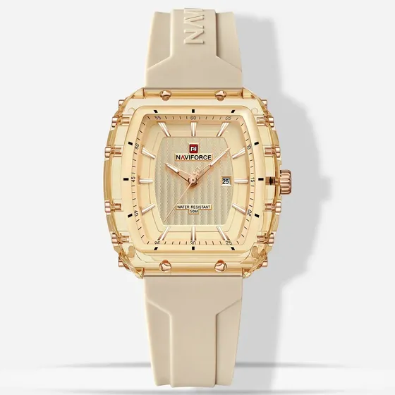 Naviforc Lmpermeable Forma Tonel Silicona Cuarzo Reloj Mujer