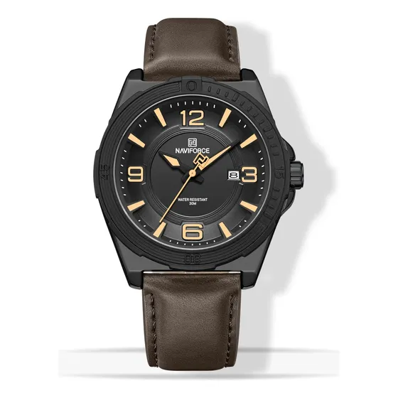 Naviforce Lmpermeable Casual Moda Cuero Cuarzo Reloj Hombre
