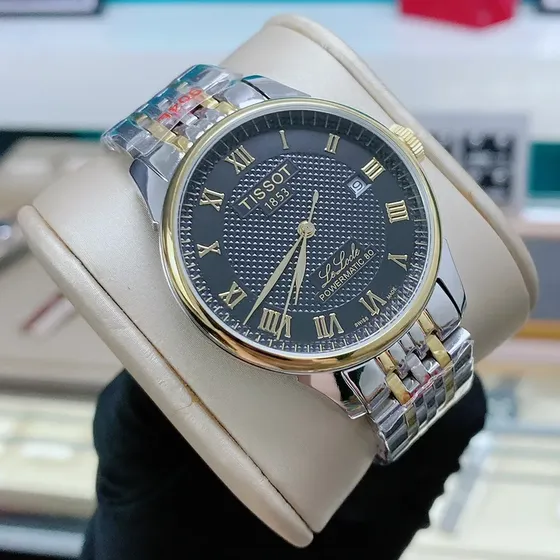Reloj Automático Para Hombre Tissot Le Locle Con Esfera Negr Plateado