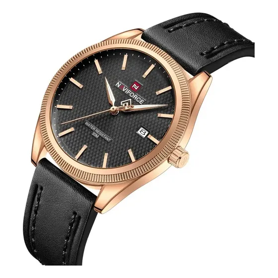 Naviforce Cuero Moda Clásico Empresarial Cuarzo Reloj Hombre
