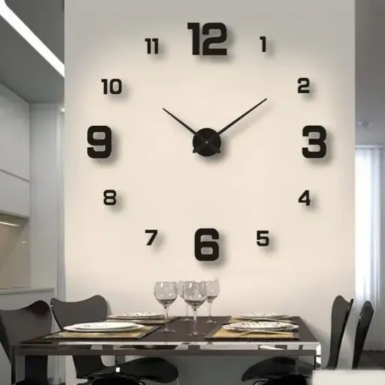 Reloj De Pared Grande Decorativo Moderno Diy Negro