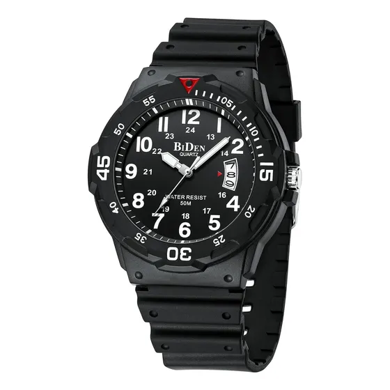 Reloj Biden R009 Hombre Negro Cuarzo Silicona 30m