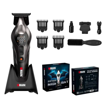 Trimmer Inalámbrica Pantalla Led Wmark NG-8262 4 Velocidades 7500 Rpm Con Base de Carga Y Accesorios Color Negra