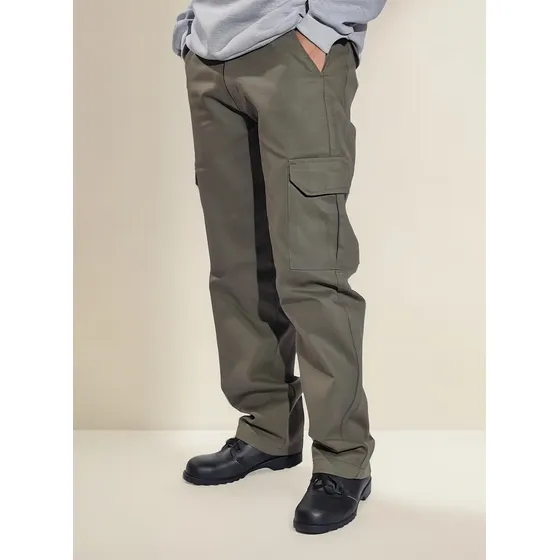 Pantalon Cargo, Hombre Gabardina Uniforme Reforzado