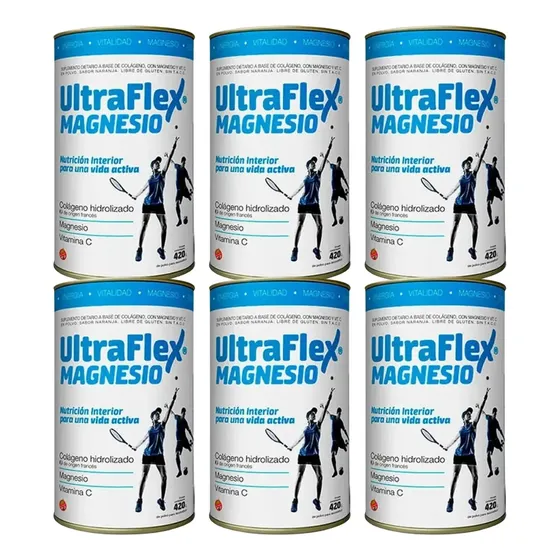 Ultraflex Colageno Hidroalizado Magnesio Lata Combo X 6