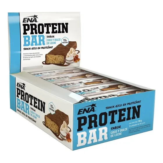 Protein Bar Ena - Caja X 16 Unidades - Barras Proteicas Sabor Coco Y Dulce De Leche