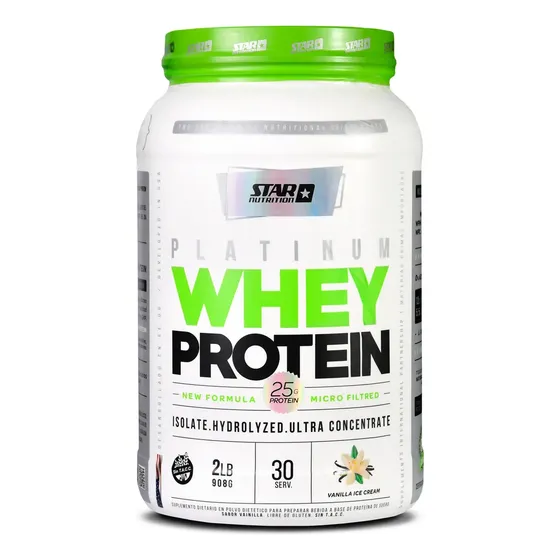 Platinum Whey Protein Star Nutrition 2lb Proteína Concentrada Sabor Vanilla Ice Cream en Pote